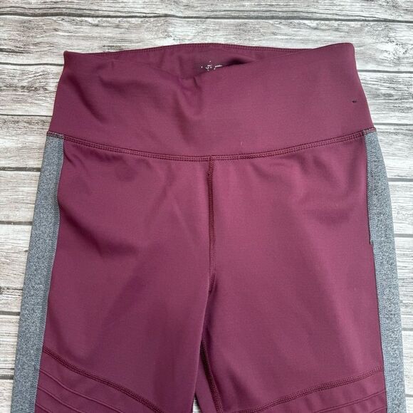 Brand Unknown Women's Moto Mesh Workout Leggings Maroon Grey Gray M Med Medium - Picture 3 of 10
